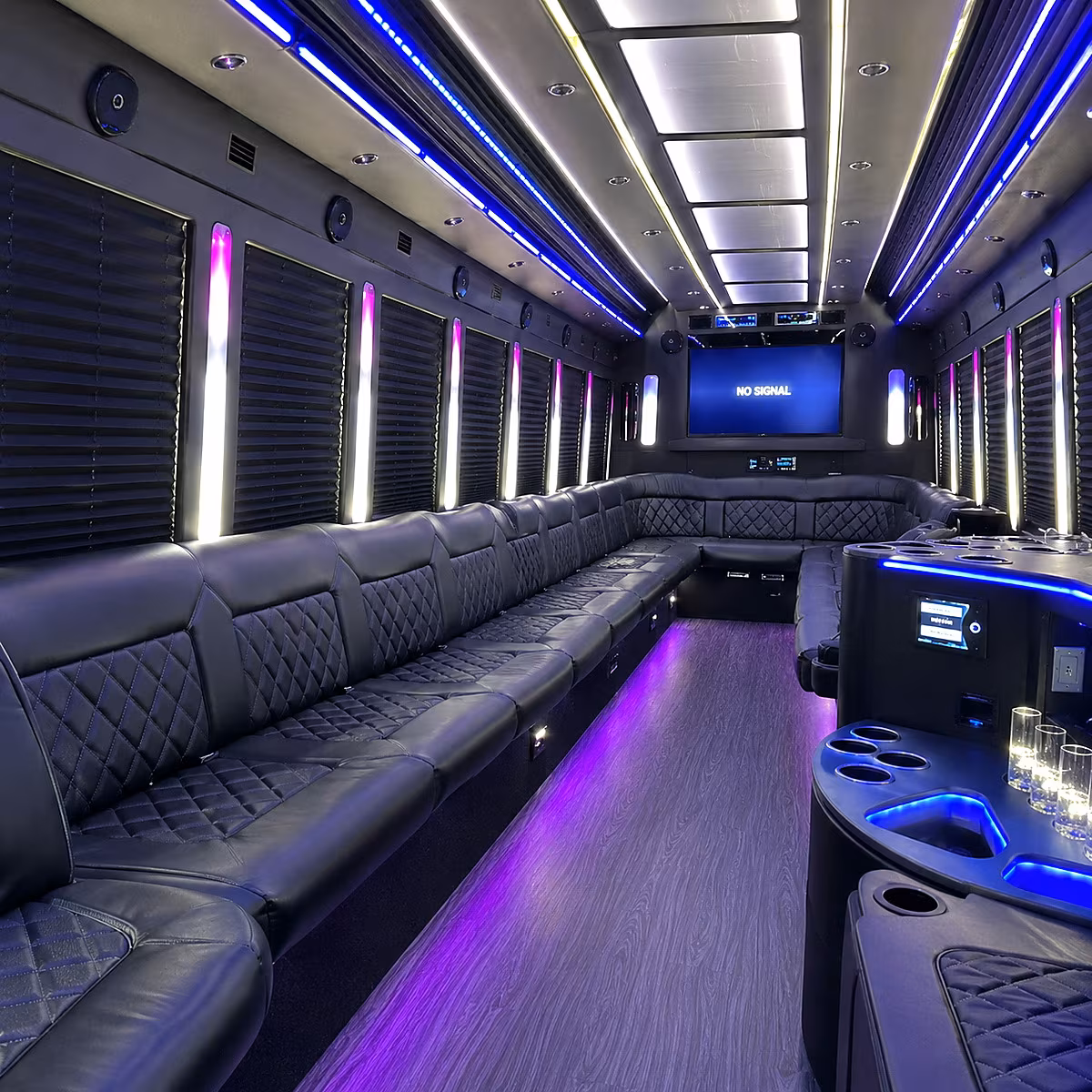 melbourne 30 passenger party bus inside